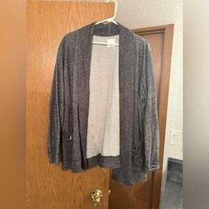 Gray Open Front Cardigan